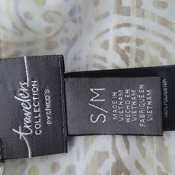 Chico's Travelers White Tan Sheer Topper Poncho Size S/M - Picture 5 of 7